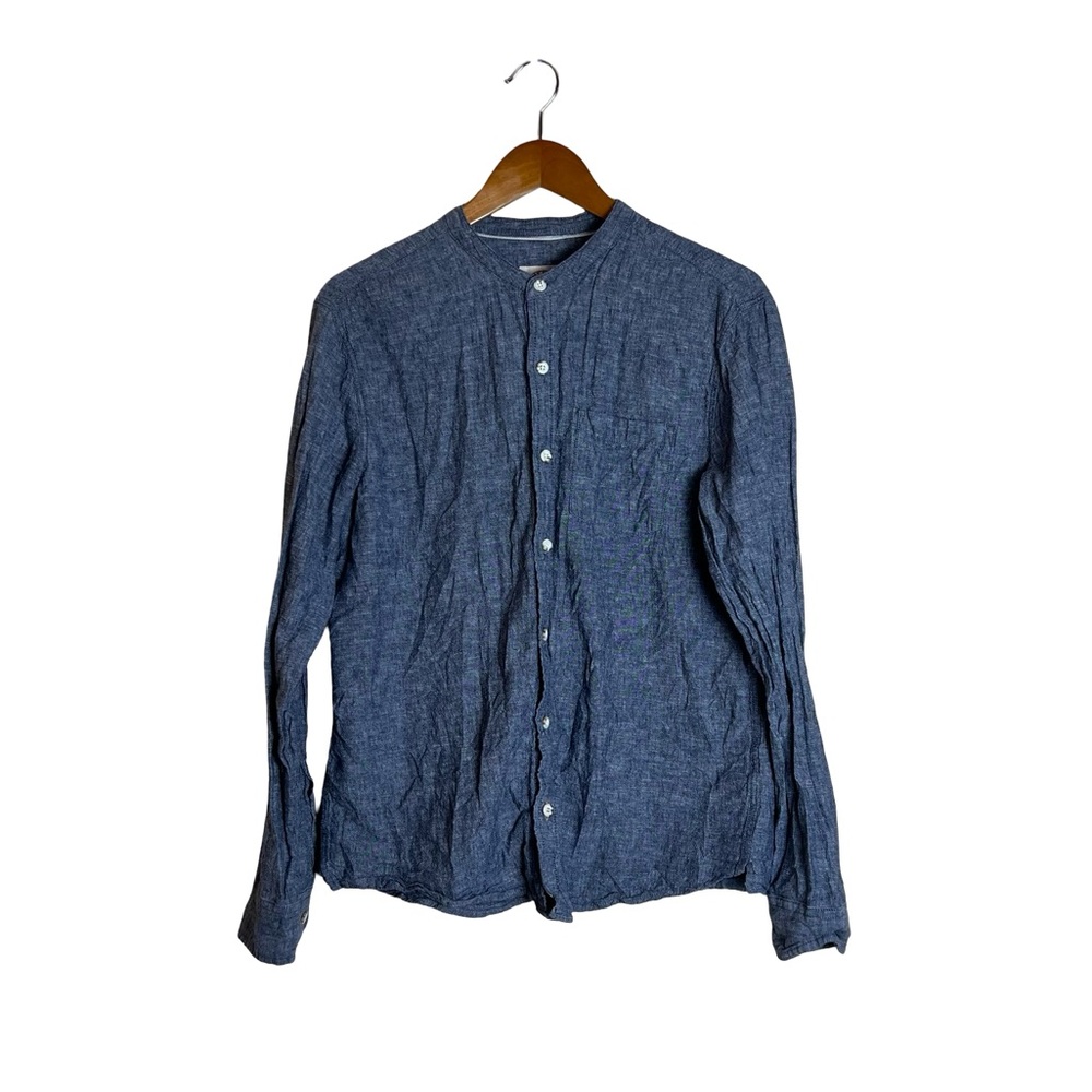 Fat face linen blend‎ collarless button down shirt